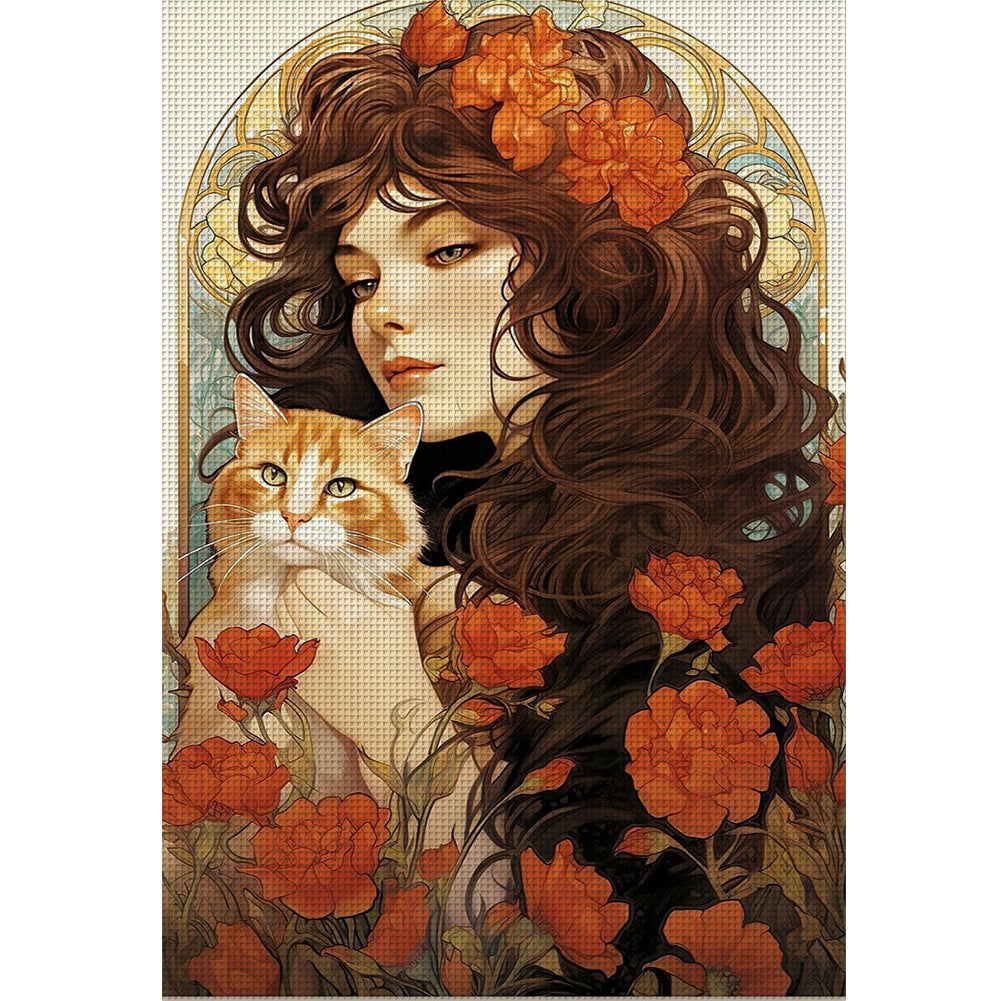 Retro Girl - 11CT Stamped Cross Stitch 40*60CM