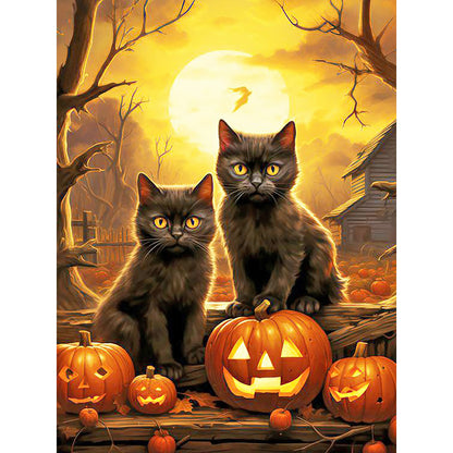 Halloween Cats And Dogs - Full Round Drill Diamond Painting 30*40CM
