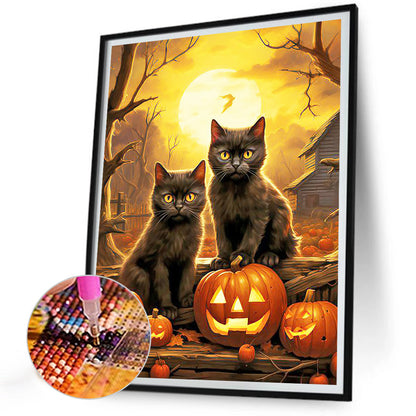 Halloween Cats And Dogs - Full Round Drill Diamond Painting 30*40CM