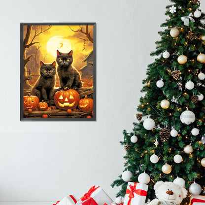 Halloween Cats And Dogs - Full Round Drill Diamond Painting 30*40CM