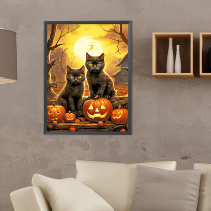 Halloween Cats And Dogs - Full Round Drill Diamond Painting 30*40CM
