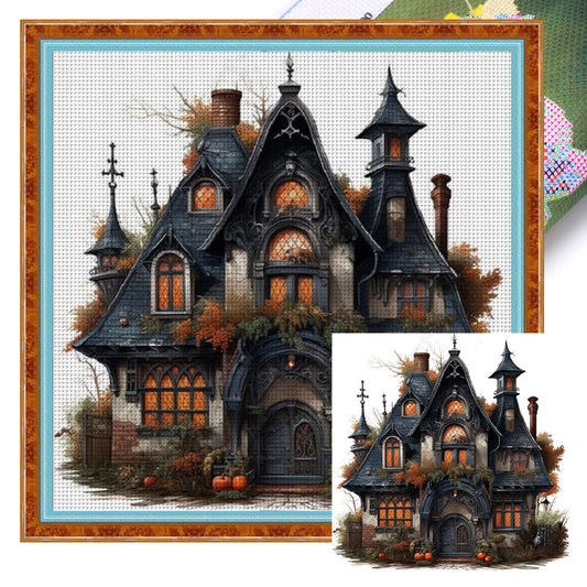 Halloween Black Cabin - 11CT Stamped Cross Stitch 60*60CM