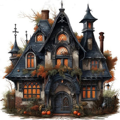 Halloween Black Cabin - 11CT Stamped Cross Stitch 60*60CM