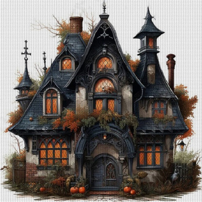 Halloween Black Cabin - 11CT Stamped Cross Stitch 60*60CM