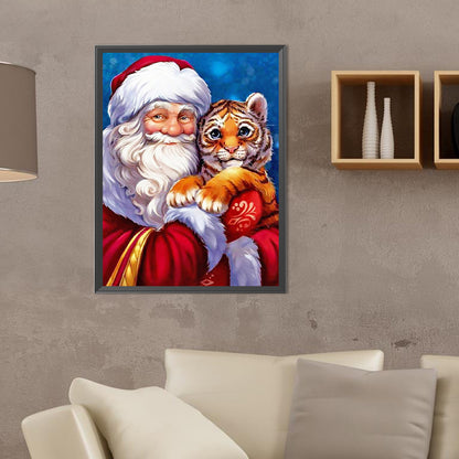 Santa Claus And Little Tiger - Full Round Drill Diamond Painting 30*40CM