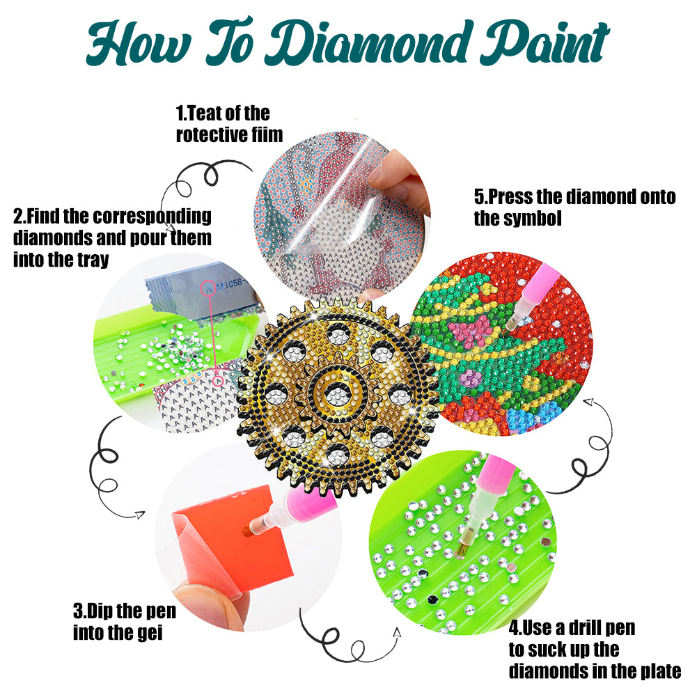 8PCS Acrylic Special Shape Diamond Painting Coasters Kits (Pinion)