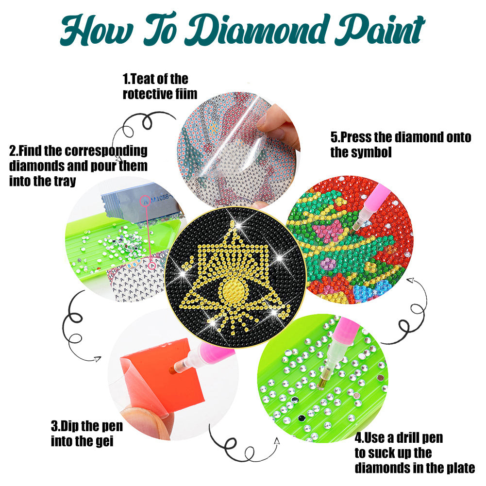 8PCS Acrylic Special Shape Diamond Painting Coasters Kits (Occult)