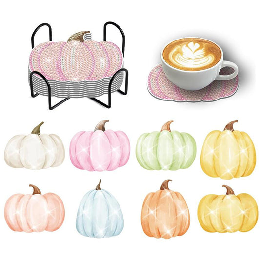 8PCS Acrylic Special Shape Diamond Painting Coasters Kits (Pumpkins)