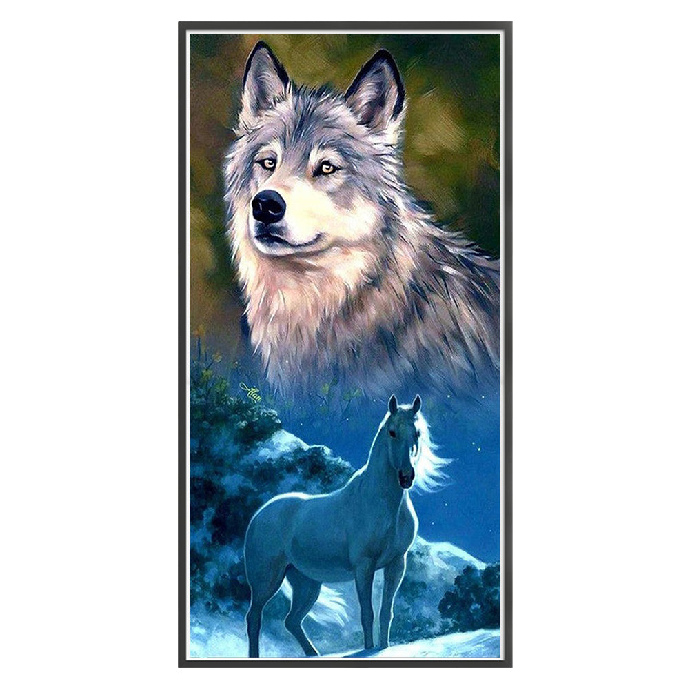 Wolf And Horse - 11CT Stamped Cross Stitch 30*60CM