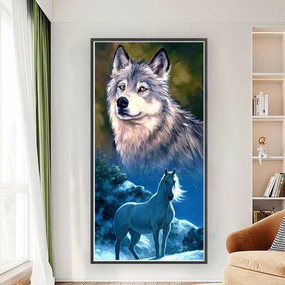 Wolf And Horse - 11CT Stamped Cross Stitch 30*60CM