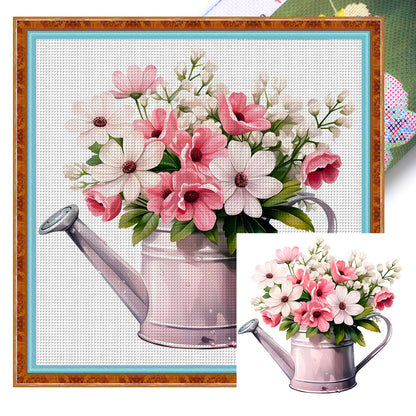 Kettle Flowers - 11CT Stamped Cross Stitch 50*50CM