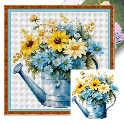 Kettle Flowers - 11CT Stamped Cross Stitch 50*50CM