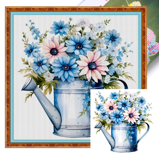 Kettle Flowers - 11CT Stamped Cross Stitch 50*50CM