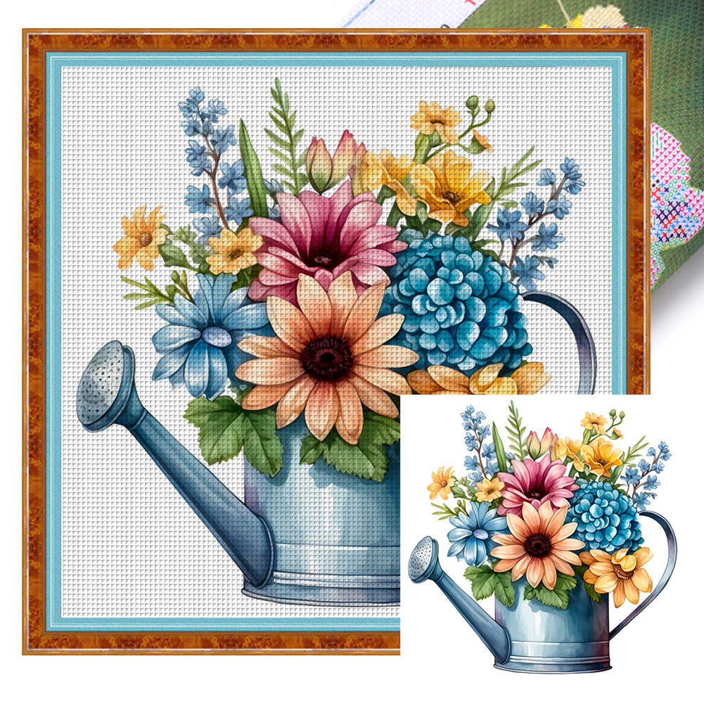 Kettle Flowers - 11CT Stamped Cross Stitch 50*50CM