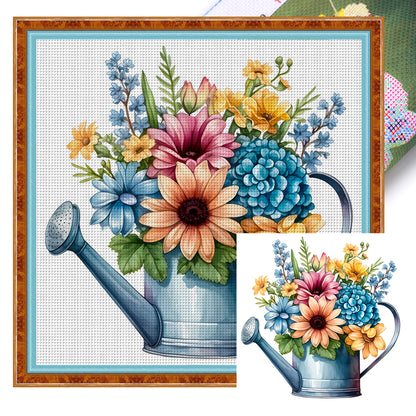 Kettle Flowers - 11CT Stamped Cross Stitch 50*50CM