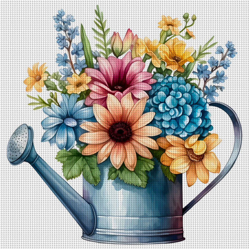 Kettle Flowers - 11CT Stamped Cross Stitch 50*50CM