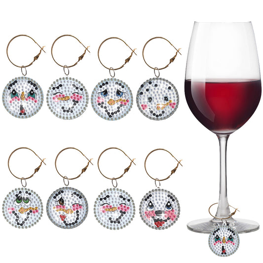 8PCS Diamond Painting Art Pendant Diamond Wine Glass Charms (Expression #3)