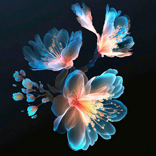 Fluorescent Crystal Flower Flower - Full Round Drill Diamond Painting 30*30CM
