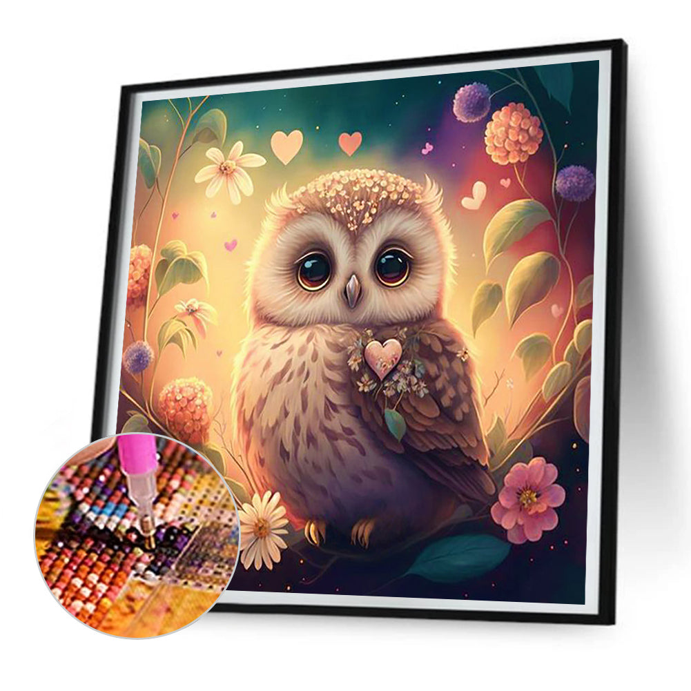 Cute Owl - Full Round Drill Diamond Painting 30*30CM
