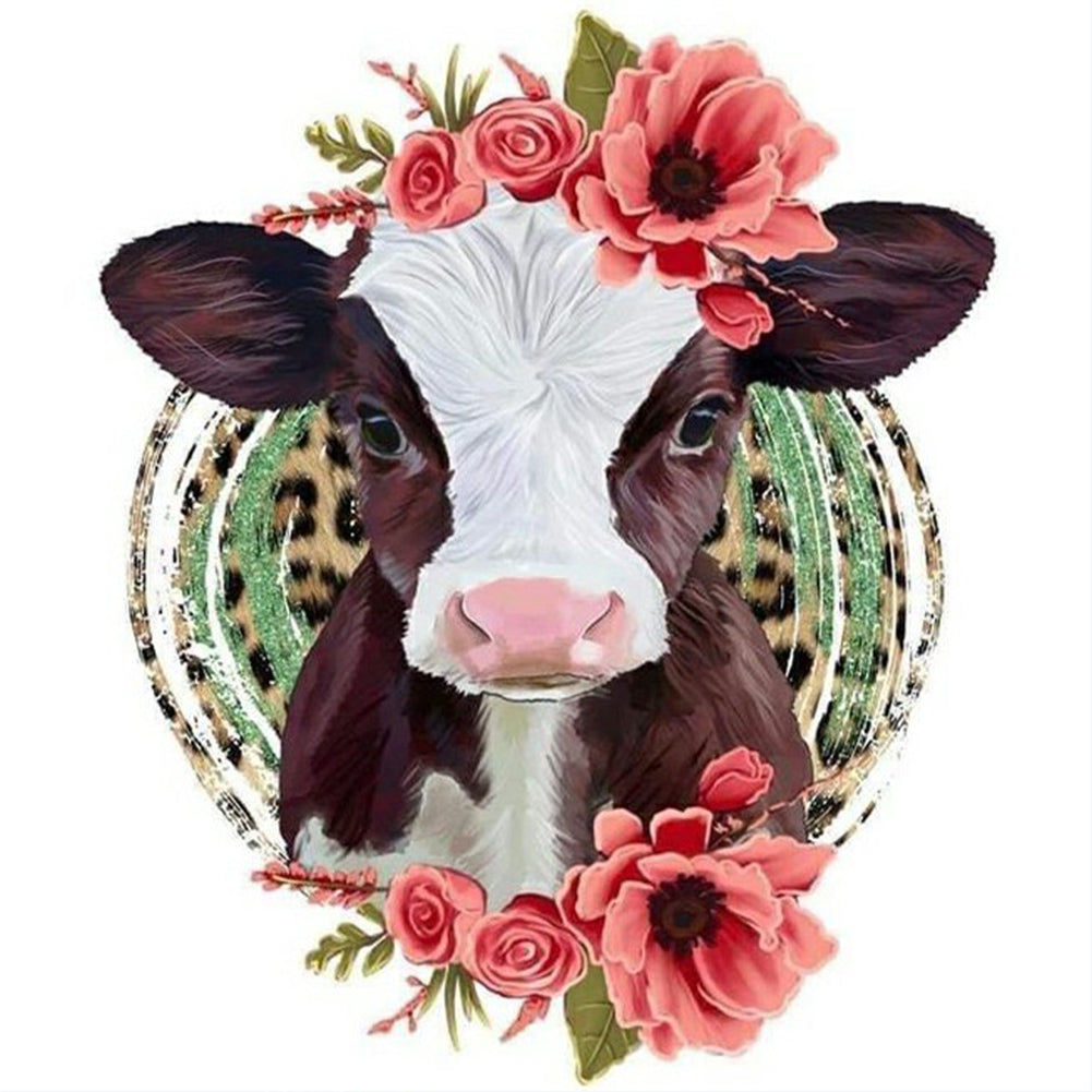 Cows And Flowers - Full Round Drill Diamond Painting 30*30CM