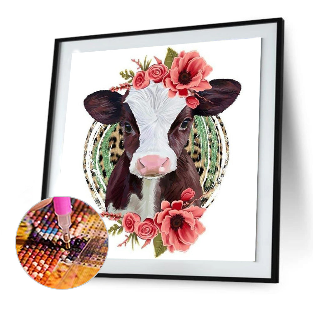 Cows And Flowers - Full Round Drill Diamond Painting 30*30CM