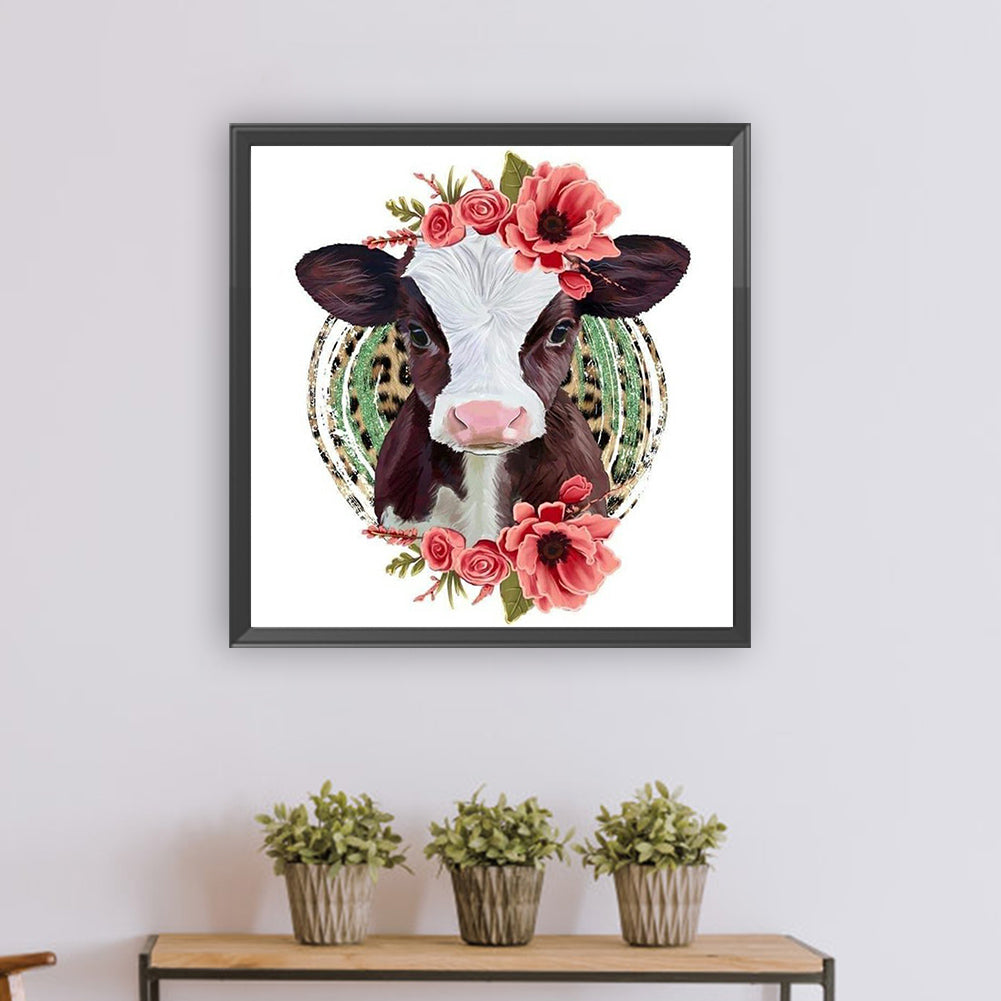 Cows And Flowers - Full Round Drill Diamond Painting 30*30CM