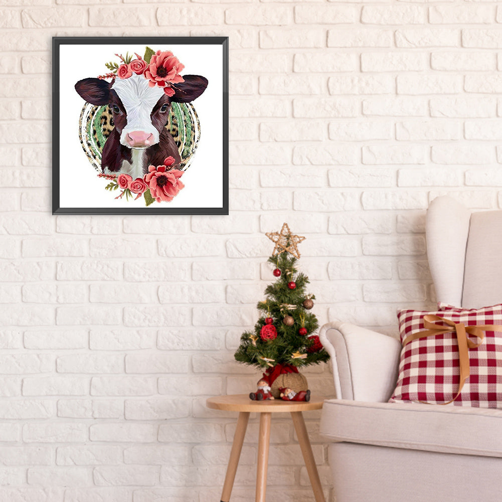 Cows And Flowers - Full Round Drill Diamond Painting 30*30CM