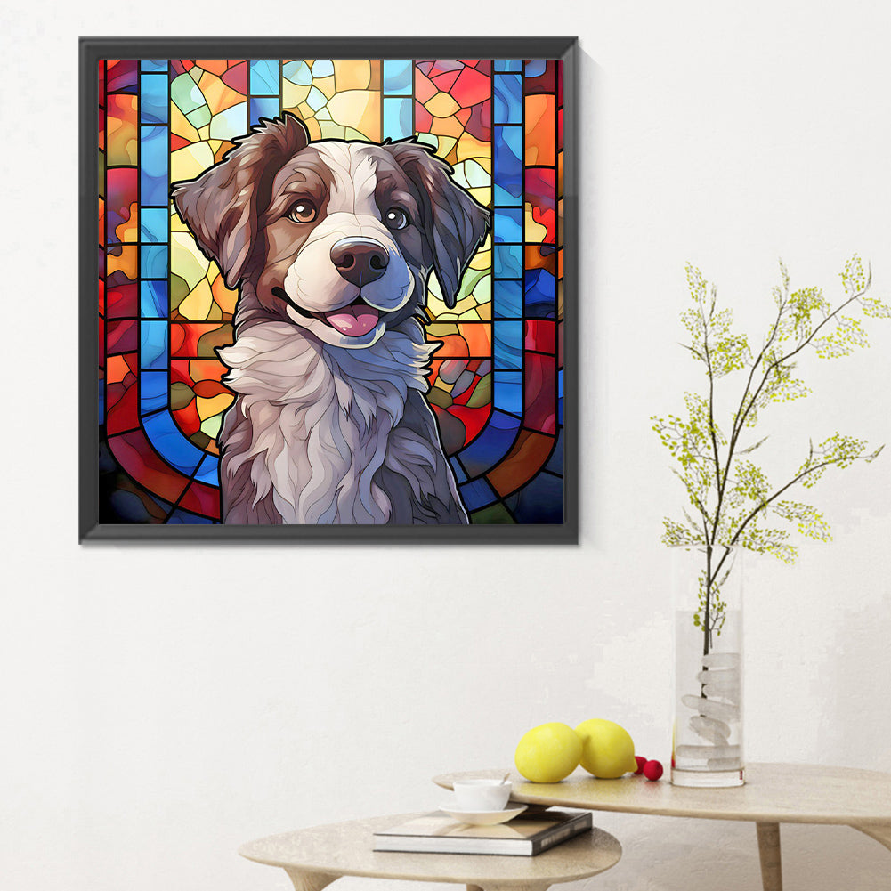 Puppy Glass Painting - Full Round Drill Diamond Painting 30*30CM