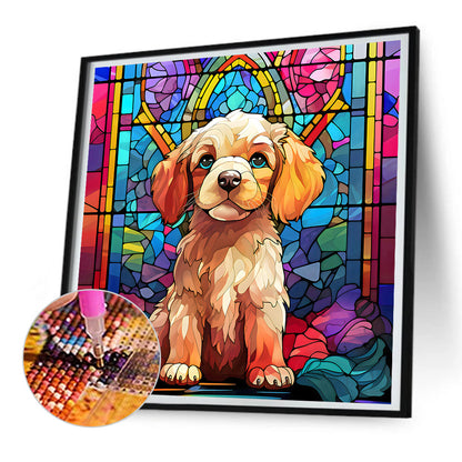 Puppy Glass Painting - Full Round Drill Diamond Painting 30*30CM