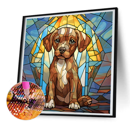 Puppy Glass Painting - Full Round Drill Diamond Painting 30*30CM