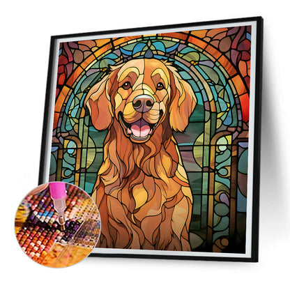 Puppy Glass Painting - Full Round Drill Diamond Painting 30*30CM