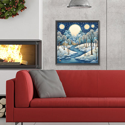 Winter Snow House - Full Round Drill Diamond Painting 30*30CM