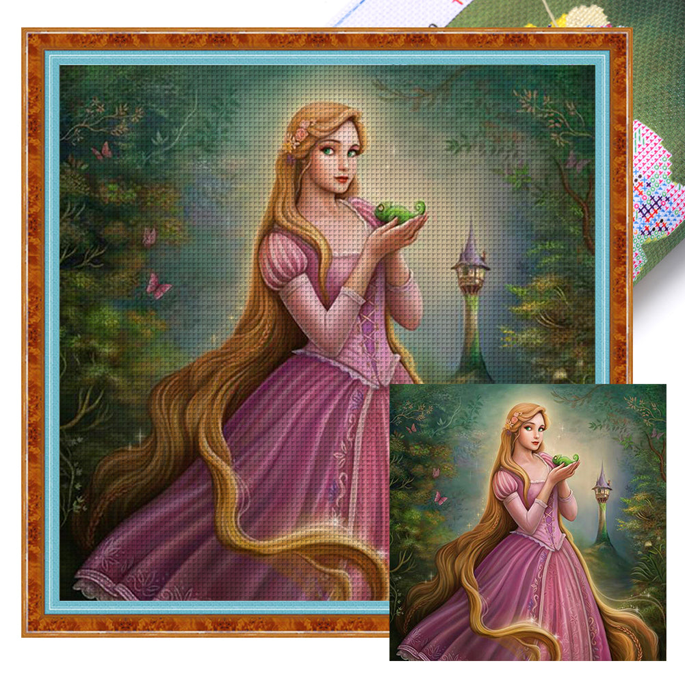 Stitch Long Hair Rapunzel - 11CT Stamped Cross Stitch 40*40CM