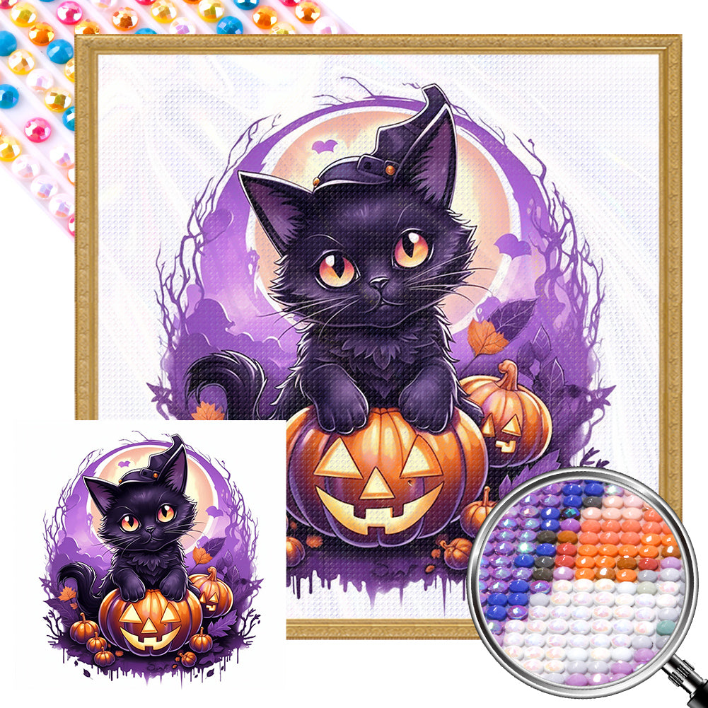 Wizard Little Black Cat - Full AB Dril Round Diamond Painting 40*40CM