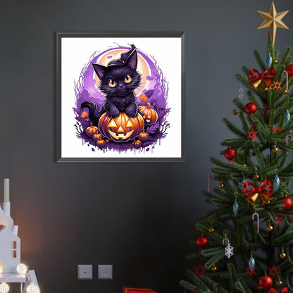 Wizard Little Black Cat - Full AB Dril Round Diamond Painting 40*40CM