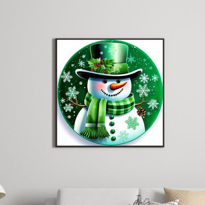 Round Sign Christmas Snowman - Full Round Drill Diamond Painting 30*30CM