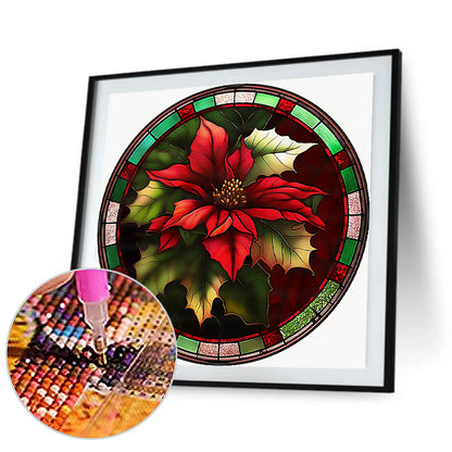 Round Brand Christmas Poinsettia - Full Round Drill Diamond Painting 30*30CM