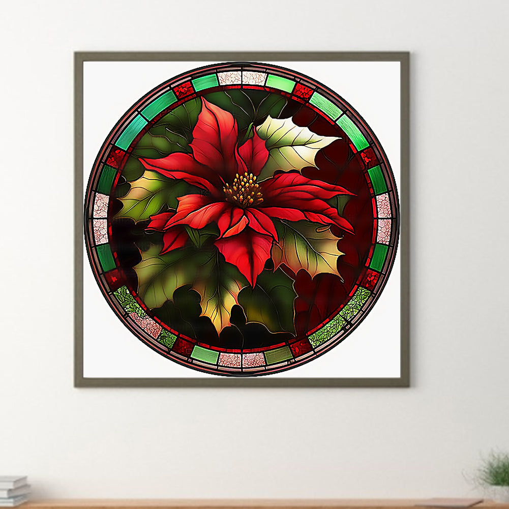 Round Brand Christmas Poinsettia - Full Round Drill Diamond Painting 30*30CM