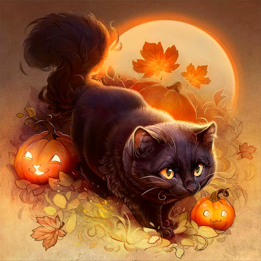 Pumpkin Cat - Full Round Drill Diamond Painting 30*30CM