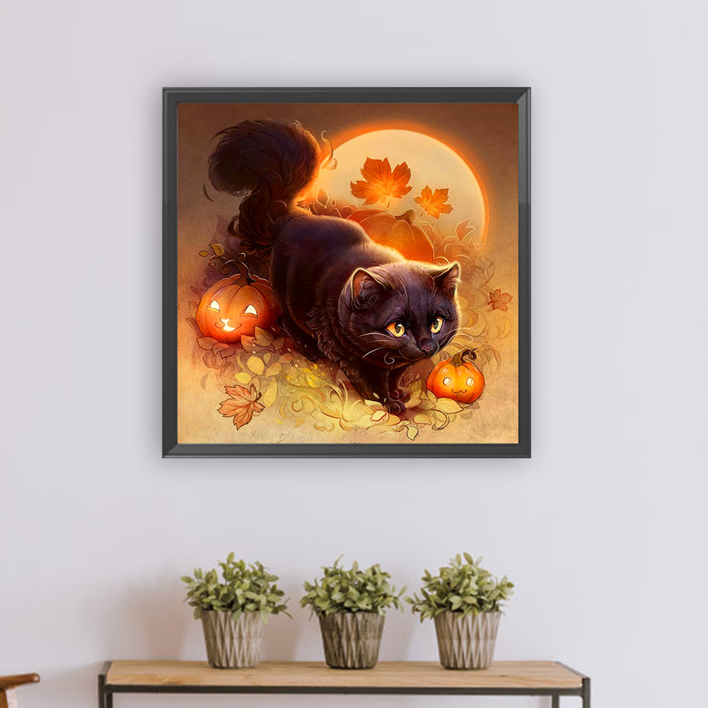 Pumpkin Cat - Full Round Drill Diamond Painting 30*30CM