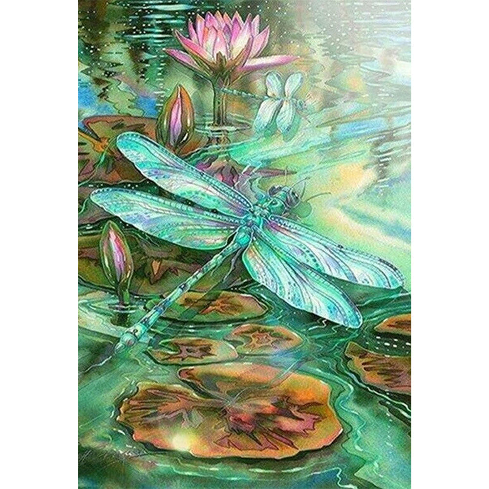 Dragonfly In The Pond - Full AB Dril Round Diamond Painting 50*70CM