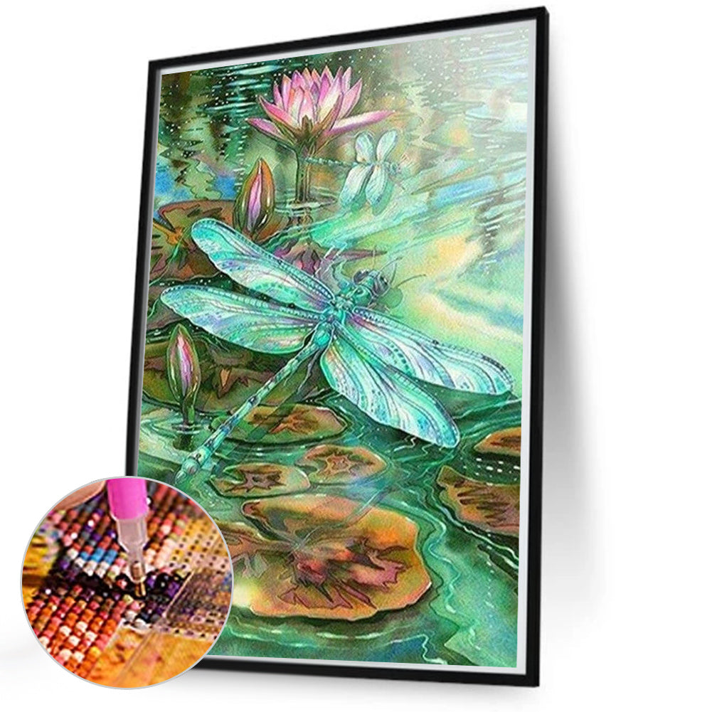 Dragonfly In The Pond - Full AB Dril Round Diamond Painting 50*70CM