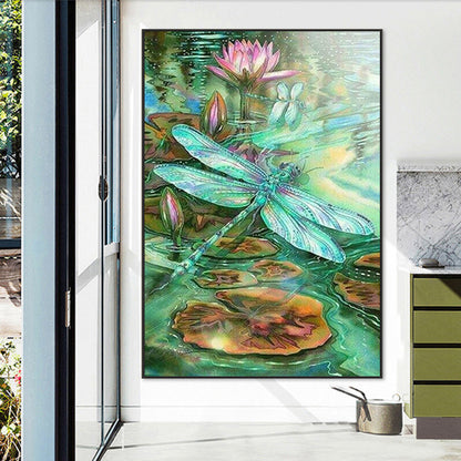 Dragonfly In The Pond - Full AB Dril Round Diamond Painting 50*70CM