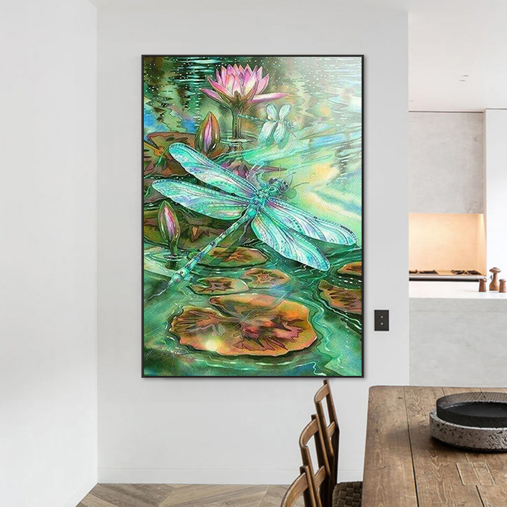 Dragonfly In The Pond - Full AB Dril Round Diamond Painting 50*70CM