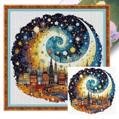 Castle Under Moonlight - 11CT Stamped Cross Stitch 50*50CM