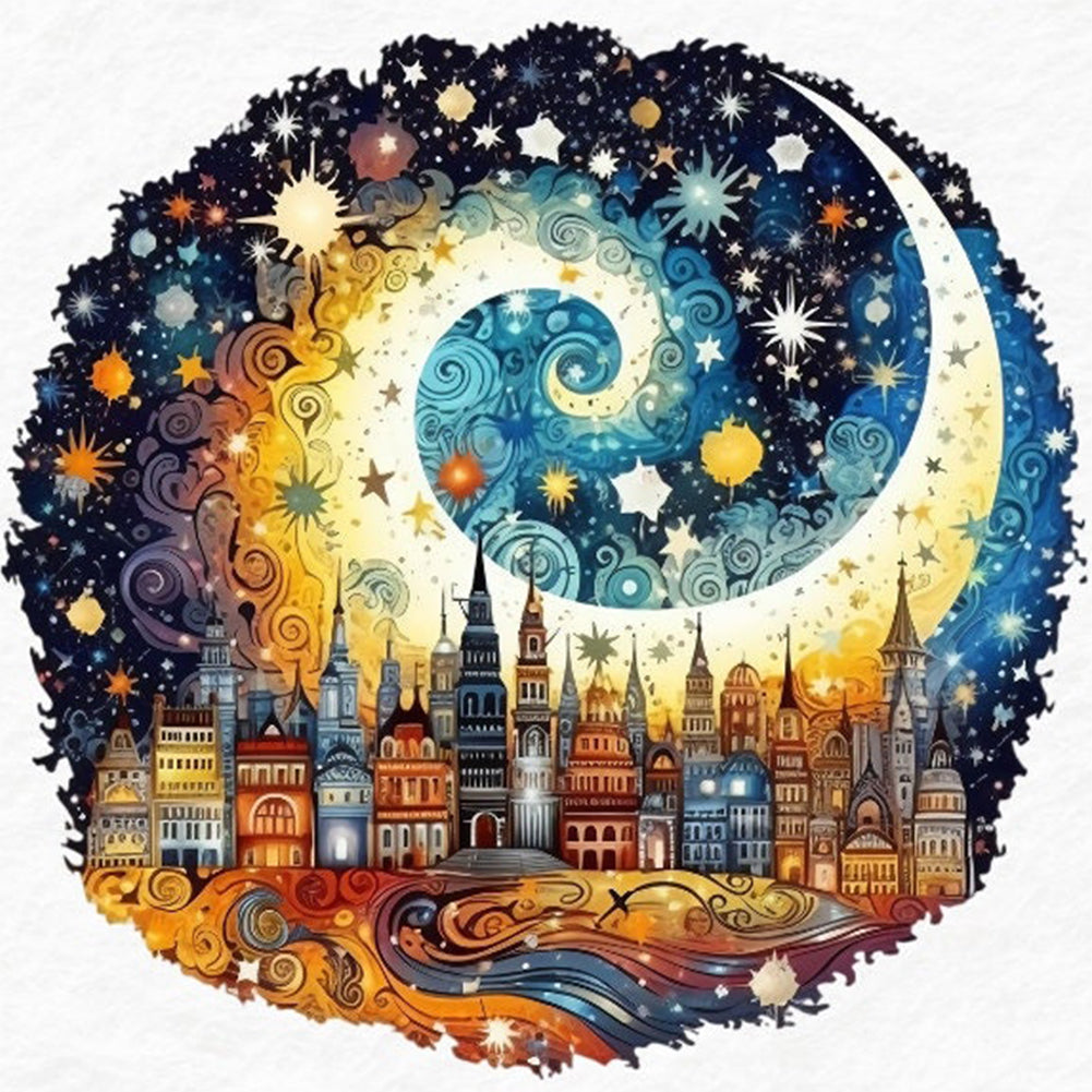 Castle Under Moonlight - 11CT Stamped Cross Stitch 50*50CM