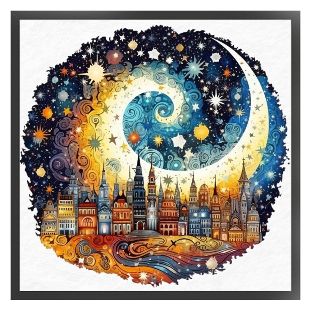 Castle Under Moonlight - 11CT Stamped Cross Stitch 50*50CM