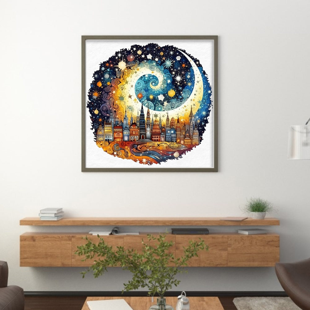 Castle Under Moonlight - 11CT Stamped Cross Stitch 50*50CM