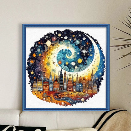 Castle Under Moonlight - 11CT Stamped Cross Stitch 50*50CM