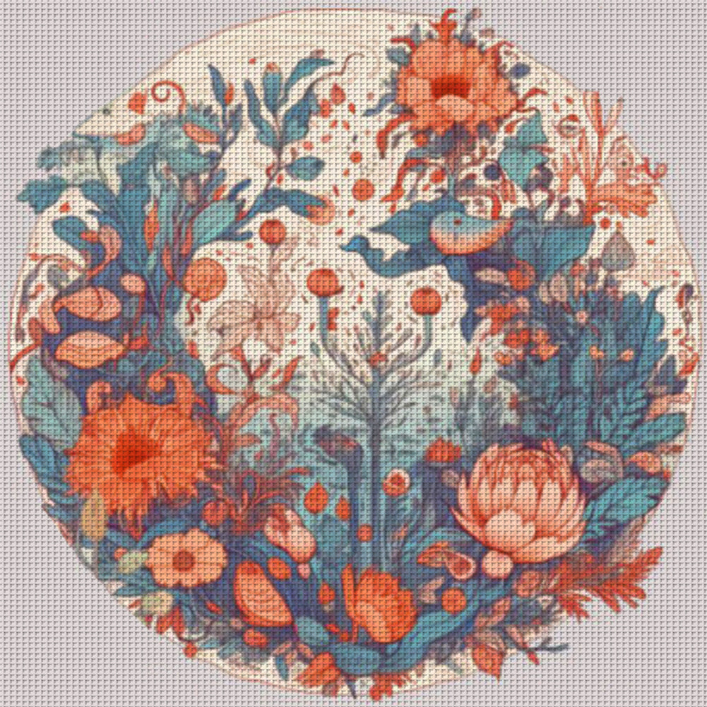 Flowers - 11CT Stamped Cross Stitch 50*50CM